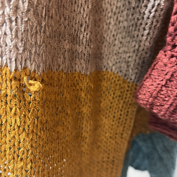 Women’s Oversized Knit Sweater Multicolor Striped V-Neck XL - Picture 6 of 11